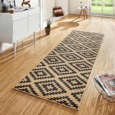 Obrázek Hanse Home koberec běhoun Nordic 80 x 500 cm na měkký s krátkým vlasem, moderní kosočtvercový design, chodbu, ložnici, dětský pokoj, koupelnu, obývací kuchyň,