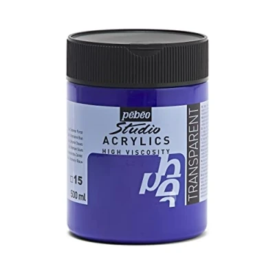 Obrázek Pébéo Acrylique Studio Akrylics Akrylique Bleu Outremer Fon céé 500 ml, tmavá ultramarínová modř