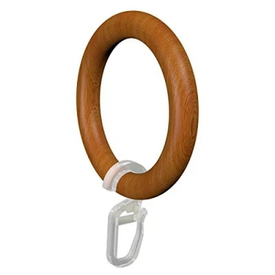 Obrázek Flair Deco prstence s Faltenhaken, Gardinenringe pro 28 mm Ø záclonové tyče, 16 kusů, Dřevo, Třešňového lakovaná, 57/41
