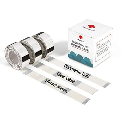 Obrázek Phomemo D30 D30Pro role termální tiskárny průhledný transparentní papír pro samolepicí mini 14 x 30 mm (0,55 1,18 palců) Bluetooth kompaktní mobilní tiskárny, 3