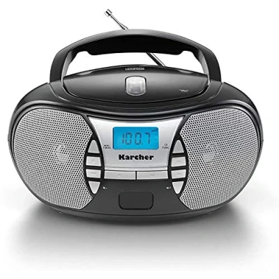 Obrázek Karcher RR 5025 B Přenosné rádio CD (CD přehrávač, FM rádio, provoz na baterie / síť, AUX In), černé
