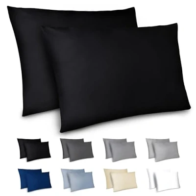 Obrázek Dreamzie povlak na polštář 50x70 sada 2 ks 50 x 70 černý se zipem z mikrovlákna měkký, cm Pillow Cover