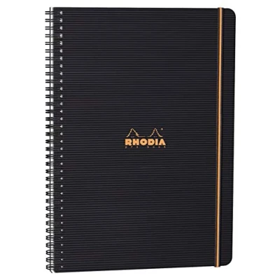 Obrázek Rhodia 119930C Pro Book zápisník (s dvojitou spirálovou vazbou, 5 rejstřík, čtverečkovaný, přemístitelný, DIN A4, 21 x 29,7 cm, 90 g, 80 listů), 1 kus černý
