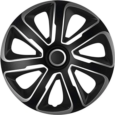 Obrázek AUTO STYLE Sada ozdobných krytů kol Livorno 15 palců stříbrná/černá karbonový vzhled