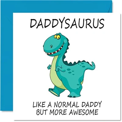 Obrázek Geburtstagskarten für Papa Daddysaurus Geburtstagskarte von Tochter und Sohn, Happy Birthday Daddy, süße Dinosaurier Geburtstagskarte, 145mm, saisonale lustige Grußkarten