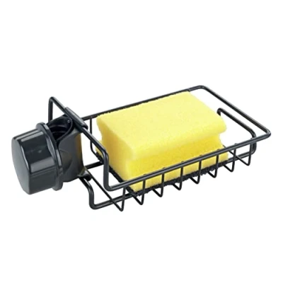 Obrázek WENKO organizér na mytí nádobí Mod. Ohio, do dřezu z nerezové oceli, dřez Caddy s úložným prostorem pro mycí prostředky, houbičku &amp; co., upevnění armaturu, 21 x 6,5 10 cm, černý