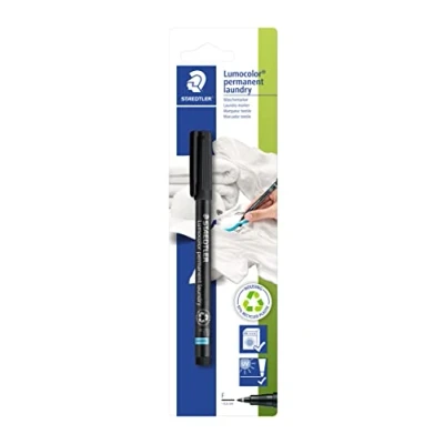 Obrázek STAEDTLER Zvýrazňovač na prádlo Lumocolor permanent laundry, odolný proti rozmazání a vodě, vůči světlu, šířka linie F jemný, cca 0,6 mm, 1 černý popisovač blistrové kartě, 319 LM 9
