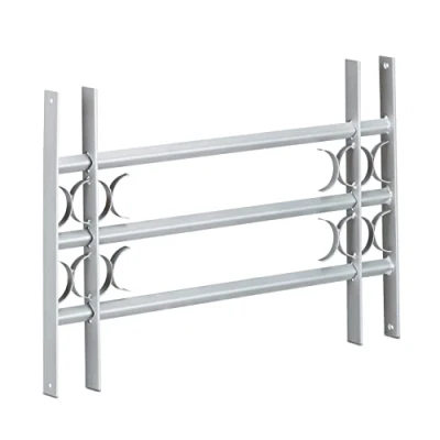 Obrázek Relaxdays Okenní mřížka, ochrana proti vloupání, výsuvná, vnější, pozinkovaná, ocel, 450 x 700 1050 mm, bezpečnostní šedá