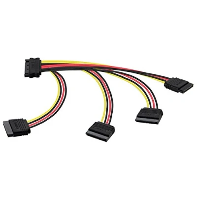 Obrázek POPPSTAR 20cm SATA napájecí kabel adaptér (čtyřnásobný) (Sata 1x zástrčka (m) na 4x zdířka (w))