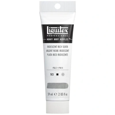 Obrázek Liquitex 1045239 Professional Heavy Body akrylová barva v umělecké kvalitě s vynikající světlostálostí máslové konzistenci, 59 ml tuba irizující syté stříbro