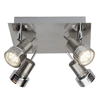 Obrázek BRILLIANT Lampa Kassandra LED bodová deska 4flg železo/chrom 4x PAR51, GU10, včetně reflektorových žárovek, (250 lm, 3000 K) hlavy otočné