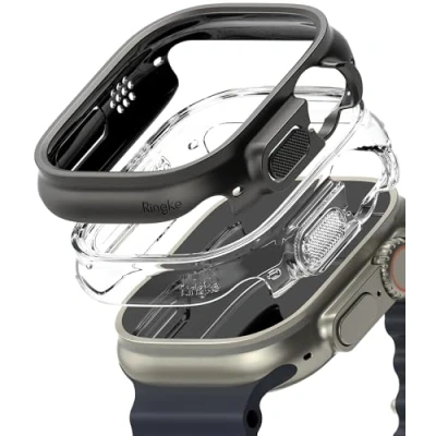 Obrázek Ringke Slim Case [2 kusy] Kompatibilní s Apple Watch Ultra 2 (2023) / 49mm obal tvrdý PC Cover Clear &amp; Titanium Black