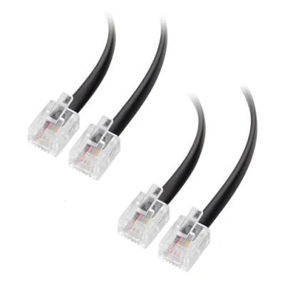 Obrázek Cable Matters 2 ks 1m telefonní kabel RJ11 na pro Telefon, Internet DSL, ADSL kabel, modem, ISDN v černé barvě 1 m