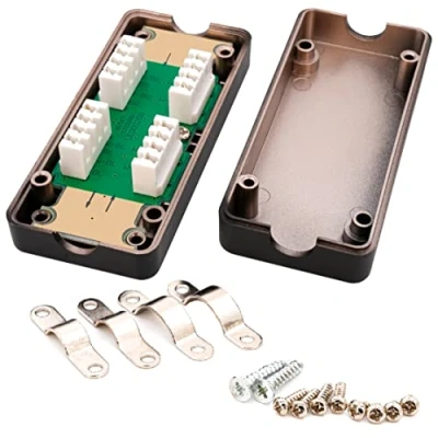 Obrázek BIGtec CAT.7 LSA spojka Connection Box pro instalační kabel síťový spojovací modul díl CAT.5 CAT.6 CAT.7, stíněný kryt, spojuje prodlužovací