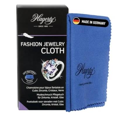Obrázek Hagerty Fashion Jewelry Cloth hadřík na čištění šperků 36 x 30 cm I impregnovaná utěrka šperky ze 100% bavlny efektivní lešticí pro módní šperk se zirkony, křišťálové kameny,