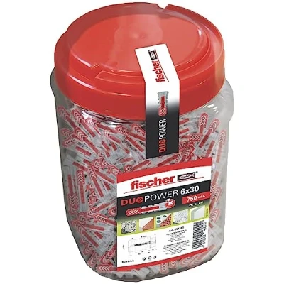 Obrázek fischer 557383 DUOPOWER Dübel, Grau/Rot, 6x30/750uds