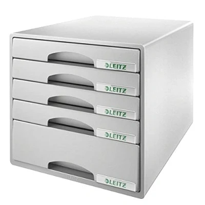 Obrázek Leitz Zásuvkový box s 5 zásuvkami, pro uložení dokumentů a potřeb A4, šedá, řada Plus, 52110085