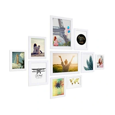 Obrázek Fotorámeček kolekce Basic od Photolini pro koláže z rámečků, moderní bílá barva, vyrobeno MDF desek, včetně příslušenství / foto koláž obrazová galerie fotorámeček, sada, 10dílná sada