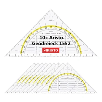 Obrázek Aristo AR1552 geometrický trojúhelník (přepona 16 cm, výstupky na tuši, fazeta přeponě, plexisklo s hloubkovým reliéfem, vyrobeno v Rakousku) transparentní, 10 kusů