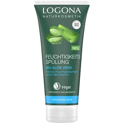 Obrázek LOGONA Naturkosmetik Hydratační kondicionér Bio Aloe Vera, přírodní pro suché vlasy, intenzivní vlhkost měkké lepší rozčesávání, veganský a bez silikonu, 200 ml