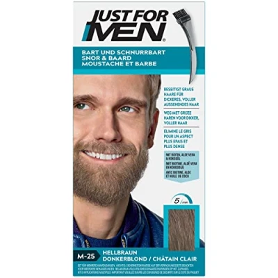 Obrázek Just For Men Knír a vousy, barva na tónování, eliminuje šedé vlasy pro plnější vzhled, s aplikátorem, světle hnědá, M25