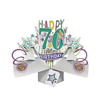 Obrázek Happy 70th Birthday blahopřání Originální Second Nature 3D Pop up karty
