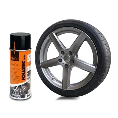 Obrázek Foliatec Stříkací fólie na auto ráfek sprej odstranitelná, dobrá krycí síla, Gunmetal šedá metalická matná, 1x 400 ml
