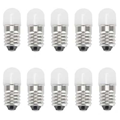 Obrázek GutReise E10 LED Leuchtmittel 6 V Warmweiß, 10 Stück AC/DC Miniatur Schraub Lampen 0,5 W, 65 lm (6 V, Warmweiß)