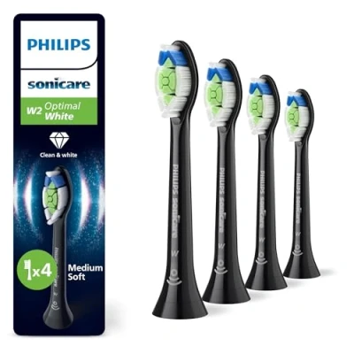 Obrázek Philips Sonicare W2 Optimal White, originální náhradní hlavice kartáčku, černé, balení 4 ks, HX6064/88