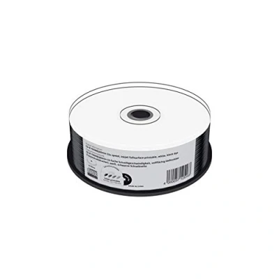Obrázek CD R 700MB80min 52násobná rychlost zápisu, celoplošný potisk (inkoustová tiskárna), černá strana psaní, 25dílný Cakebox