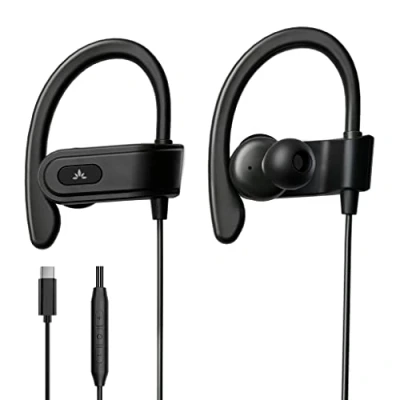 Obrázek Avantree C171 Kabel USB C In Ear sluchátka a mikrofon pro sport jogging se sluchátky Over inline regulátorem hlasitosti, kompatibilní Samsung Galaxy, Android jinými smartphony typu