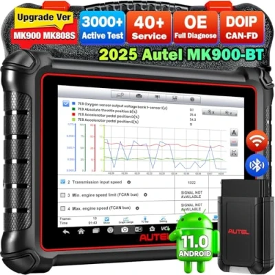 Obrázek Autel MaxiCOM MK900BT Scanner, 2024 8 palců MK900 BT upgrade MX900 MS906 MP808S MP808 DS808, CAN FD &amp; DOIP, 3000+ aktivní testy, 40+ servis, obousměrný diagnostický skenovací nástroj