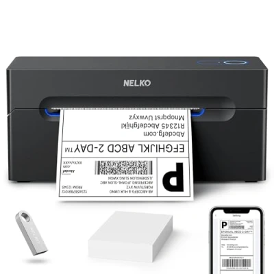 Obrázek Nelko Bluetooth DHL Etikettendrucker, Labeldrucker 4x6 Versandetiketten Drucker Thermal Printer für Shopify Zalando Ebay Amazon UPS, unterstützt Android/iOS und Windows/Mac/Chrome