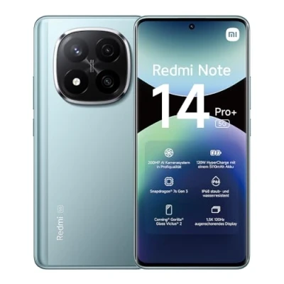 Obrázek Xiaomi Redmi Note 14 Pro+ 5G smartphone, 12 + 512GB, Blue, 200MP profesionální AI kamera, IP68, 120W HyperCharge, funkce (bez nabíječky)
