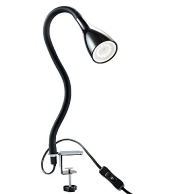 Obrázek LED připínací lampička B.K.Licht včetně 1 x GU10 5 W 400 lm, stmívatelná k posteli, 3 stupně jasu, 360 flexibilní husí krk, na čtení do ložnice, kanceláře, kov, plast [energetická třída A +], černá