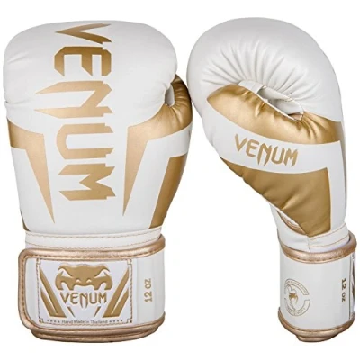 Obrázek Venum Unisex Elite Boxing Gloves boxerské rukavice, bílé / zlaté, 10 oz EU