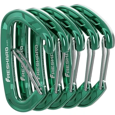 Obrázek FresKaro Karabiner Haken Karabinerhaken, Robust, Klein, Stabil, Schlüsselanhänger, Zubehör, Federschnapper, 8kN 816kg, für Wandern, Camping, Angeln, Nicht zum Klettern, Schlüssel Mini Größe, 5Stück