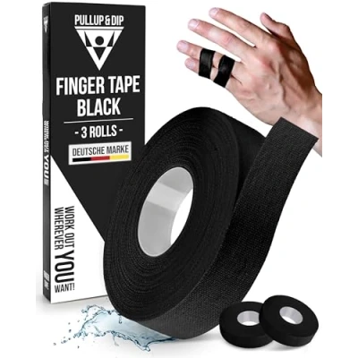 Obrázek PULLUP &amp; DIP páska na prsty extra silná, 3 role (30 m) prsty, sportovní šetrná k pokožce, Handtape pro silové sporty, bjj, příslušenství házenou, lezecká brankářský