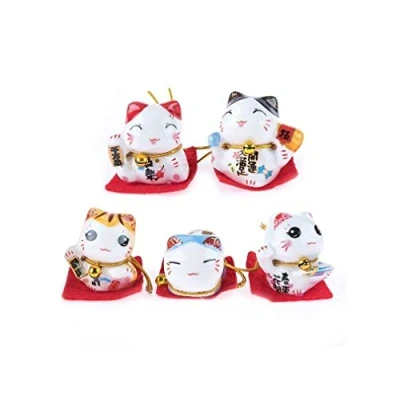 Obrázek Lachineuse Set mit 5 Figuren Maneki Neko, Mehrfarbig, 13x12x6cm