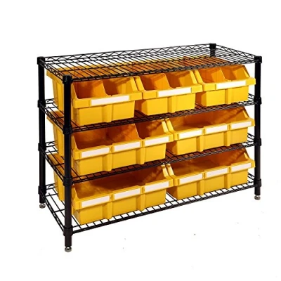 Obrázek Seville Classics Regálový systém se 4 policemi a 7 nádobami, 91,4 x 36,2 76,2 cm