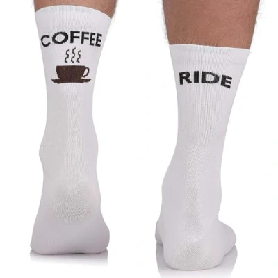 Obrázek TODO cyklistické ponožky pánské a dámské. Prodyšné na závodní kolo Pánské, s motivem i běžecké ponožky., With Coffee Ride