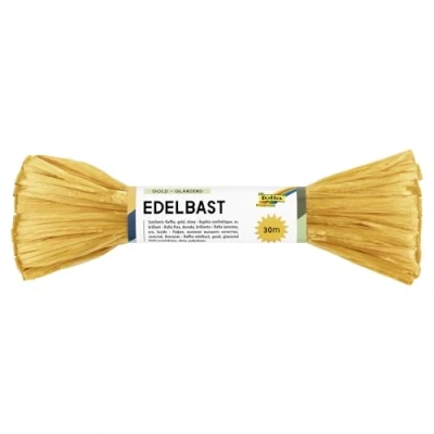 Obrázek folia 9265 Raffia Edelbast, 1 svazek á 30 m ve zlaté barvě, šňůra z lesklého umělého vlákna, ideální pro kutilství, jako dekorace nebo na ozdoby, kytice a jiné floristické práce