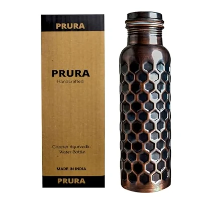 Obrázek PRURA, ayurvédská měděná láhev na vodu, nepropustná přírodní nádoba 900 ml/30 oz