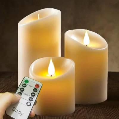 Obrázek Da by Svíčky bez plamene, 10 cm, 12,5 15 sada se 3 realistickými tančícími LED knoty na večírky, domov, veřejné elegantní akce, provoz baterie, tlačítek