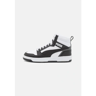 Obrázek PUMA Rebound V6 MID JR Unisex Vysoké tenisky pro děti, Velikost: 38.5, White/black/shadow gray boty