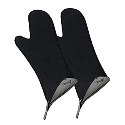 Obrázek Spring GRIPS chňapky žáruvzdorné neopren 40 až 250 C protiskluzové univerzální velikost, 23 x 15 cm černá, šedá sada rukavic dlouhé