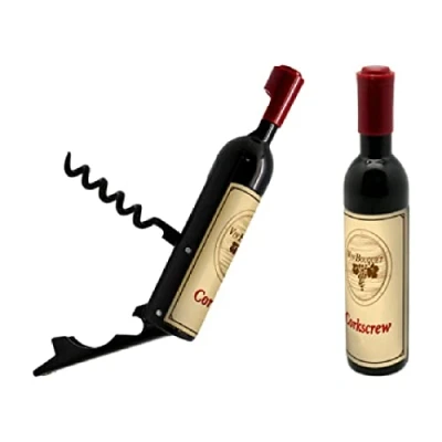 Obrázek Vin Bouquet FID 313 Flaschenöffner Mini Flasche, ABS und SS, schwarz bordeaux, 13 x 2.5 cm