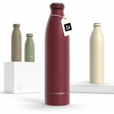 Obrázek LARS NYSØM láhev na pití z ušlechtilé oceli 350 ml, 500 750 1 l, 5 litrů Termoska vhodná pro sycené kyseliny vodu odolná proti vytečení sport, outdoor, do školy (Berry Red,