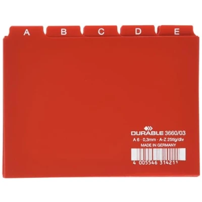 Obrázek Durable Vedoucí rejstřík A Z (A6 na šířku) 1 kus, červený, 366003