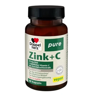 Obrázek Doppelherz čistý zinek + C vitamin a přispívají k normální funkci imunitního systému 60 veganských kapslí